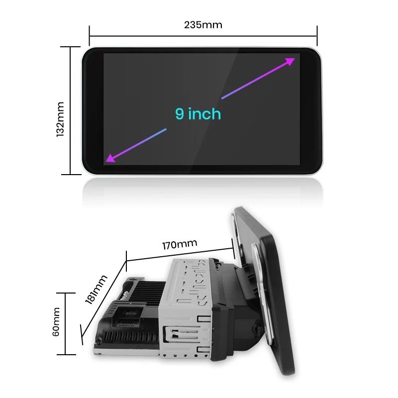Rádio Android 1din 10" Rotativo 2/32GB com carplay GPS WiFi NOVO
