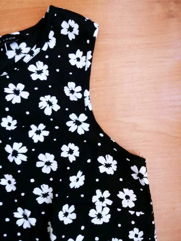 Top bluzka czarny biały kwiatki New Look 8 36 S