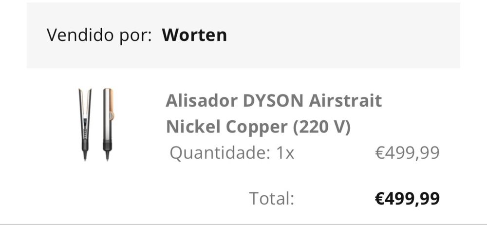 Alisador Dyson Airstrait Nickel Copper (220 V)