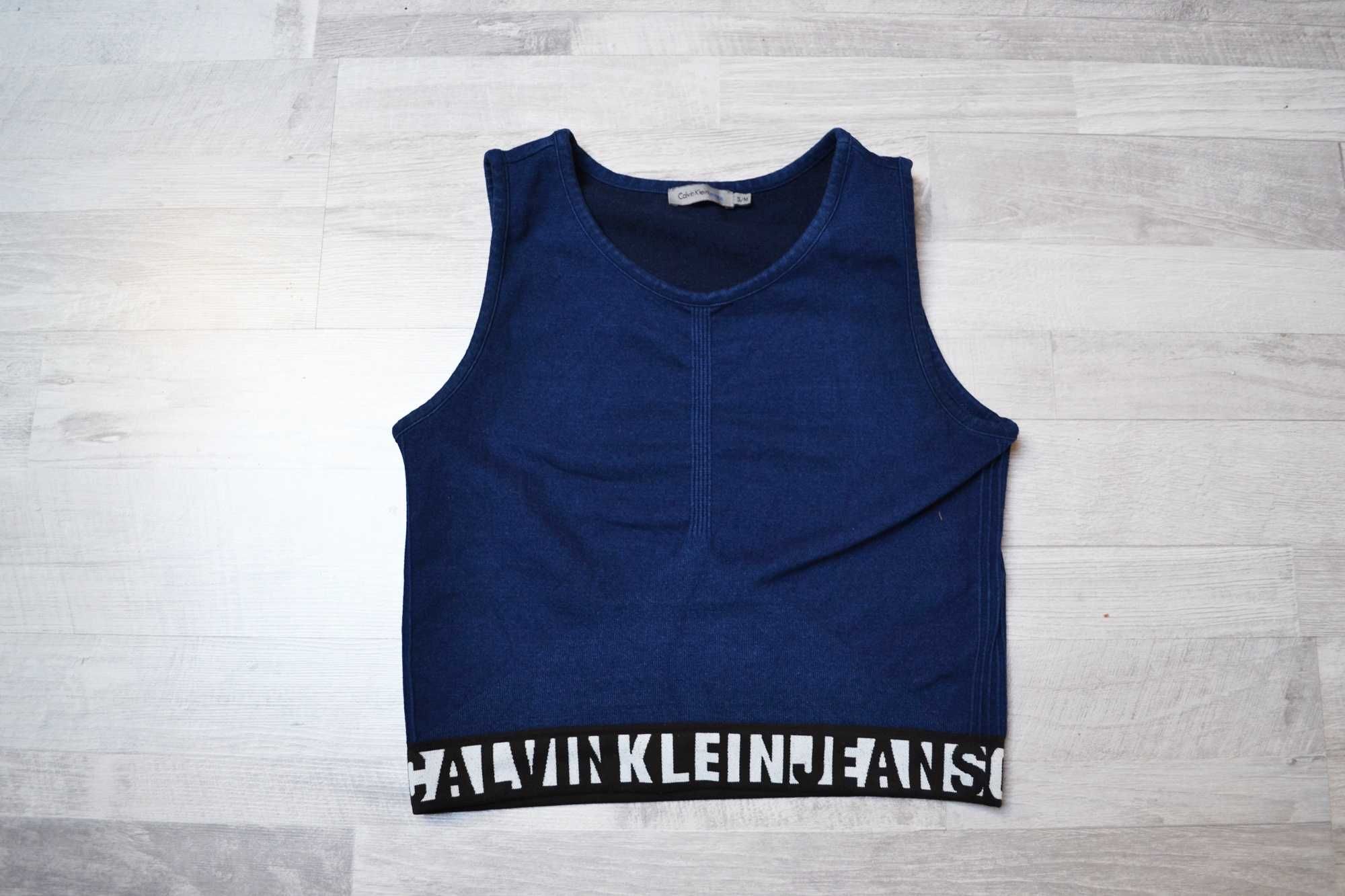 Calvin Klein Jeans S/M bluzka sweter kamizelka granatowa