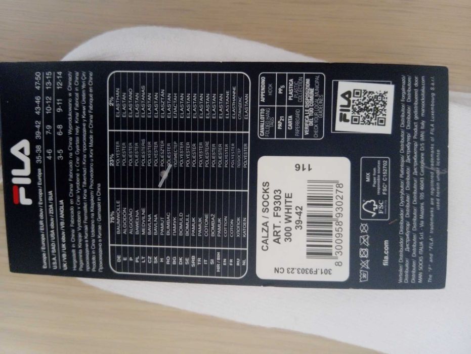 12zł mniej 3pack markowe białe skarpety quarter Fila 39-42 super skład