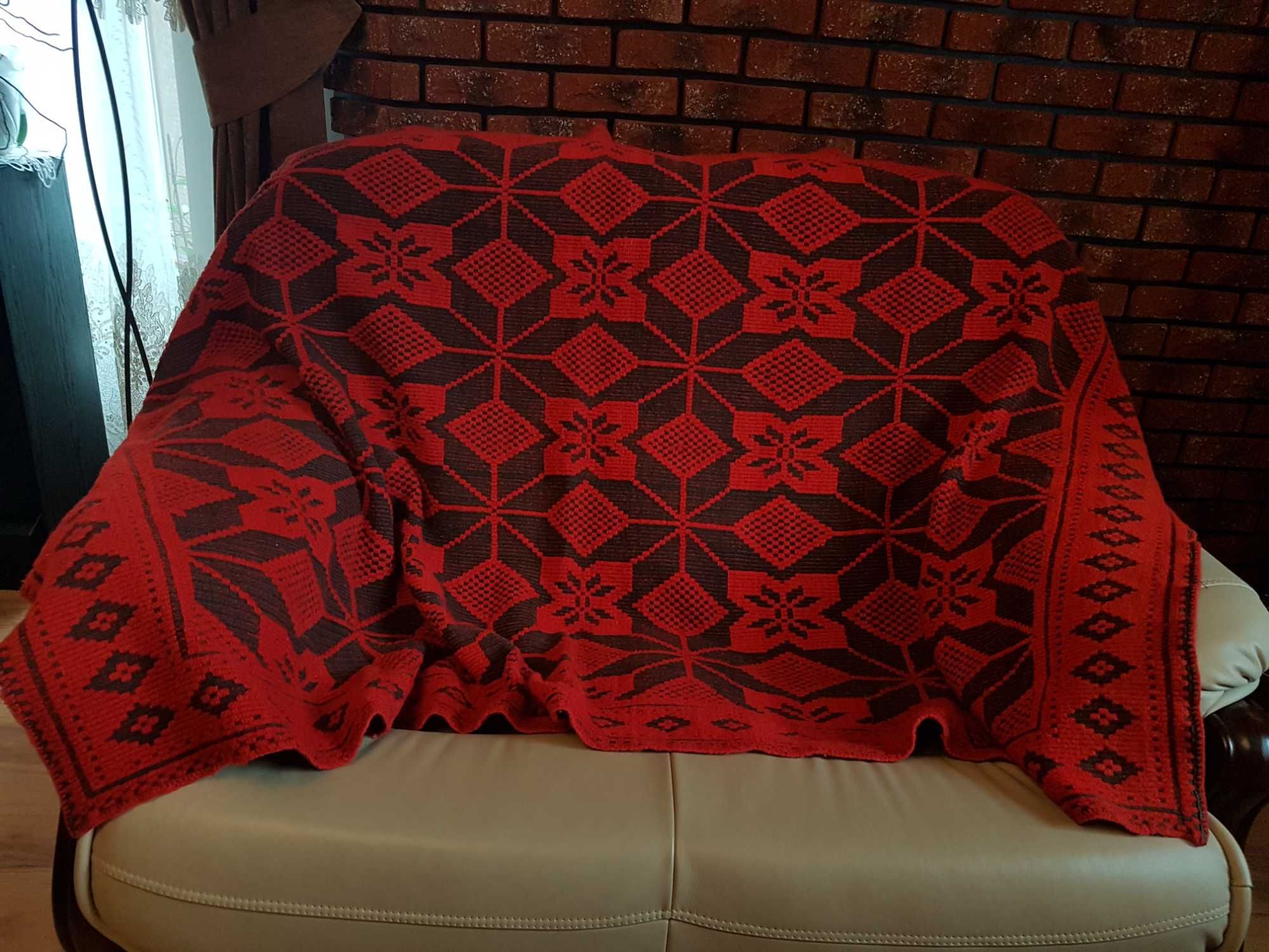 Narzuta z wełny owczej 100% tkana na krosnach 120x190 cepelia retro 2