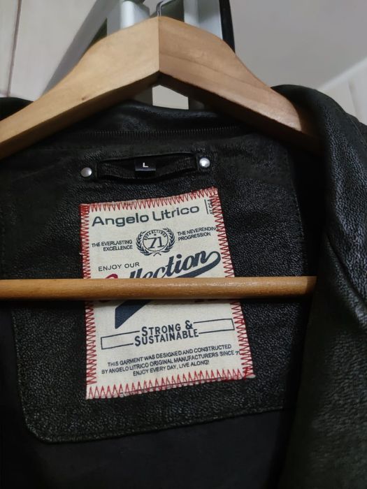 kurtka skórzana męska brązowa Angelo Litroco C&A leather skóra L class