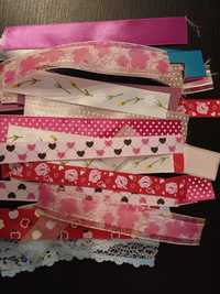 ok. 40 szt. ścinki odpady krawieckie wstążeczki tasiemki  scrapbooking