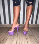 39/ OD RĘKI 39 sandały platformy szklanki gogo strip pole dance fiolet