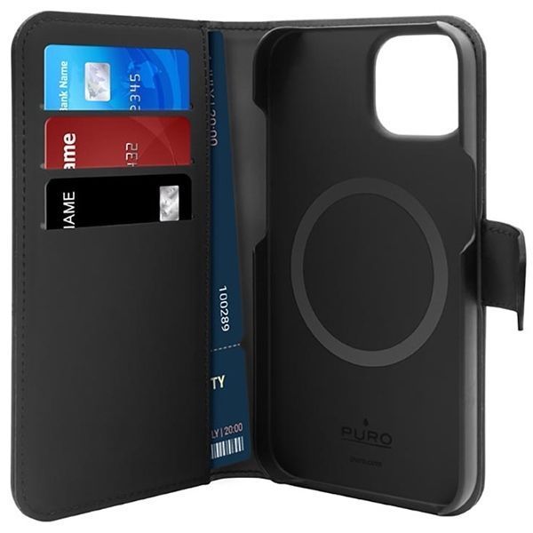 Etui Portfelowe Z Magnesem do iPhone'a 14 Plus / 15 Plus - Czarne