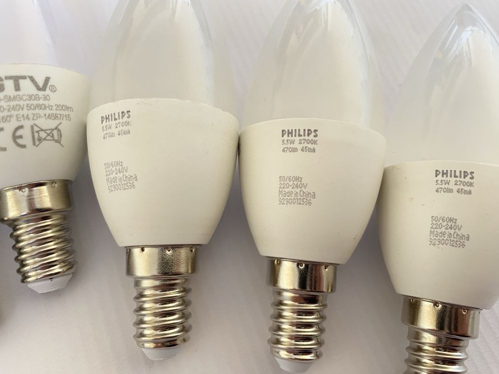 7 sztuk zestaw żarówek LED E14 ciepły 2700K Philips Gtv 5W