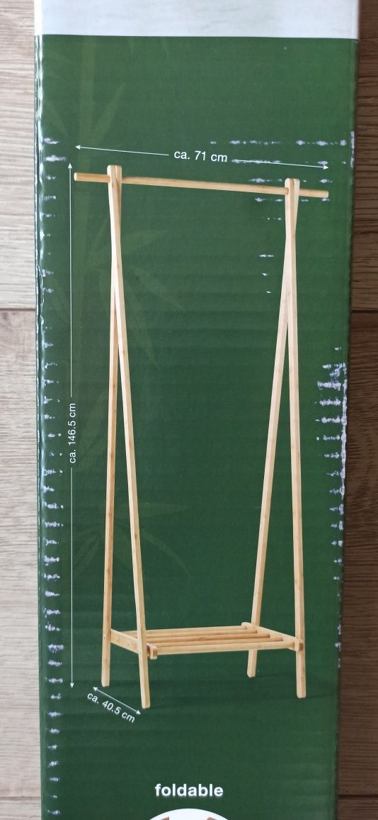 Solidny nowy wieszak bambusowy na ubrania i buty stojak