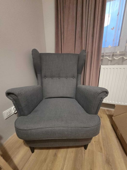 Fotel uszak Ikea Strandmon szary