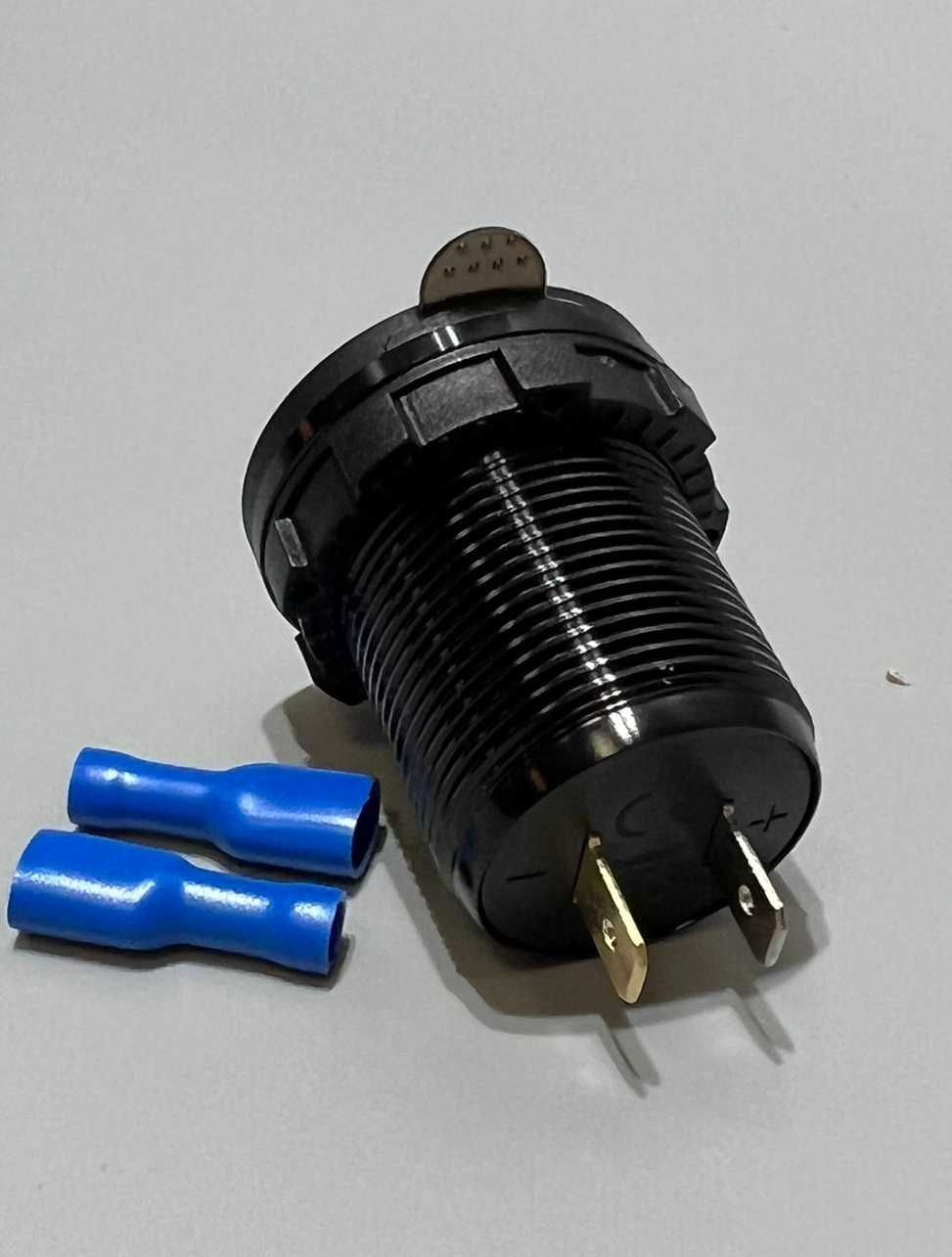 Быстрая зарядка USB с вольтметром QC 3.0 12В-24В металлическая врезная