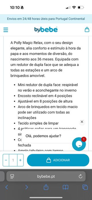 Cadeira de refeição para bebé da Chicco