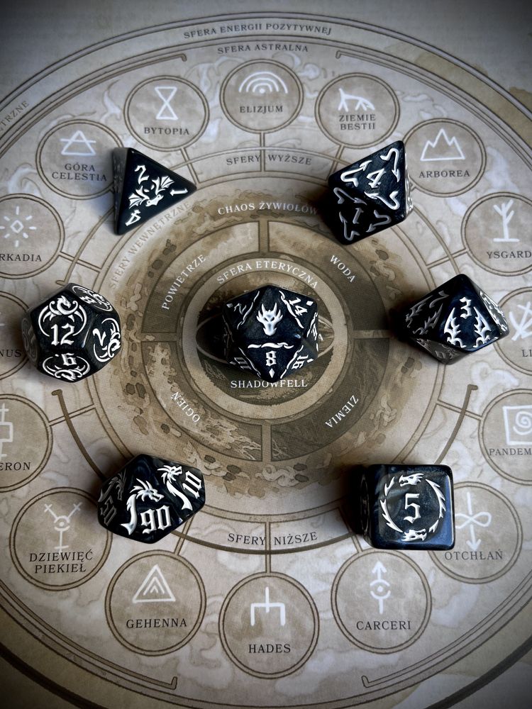 Kości Smocze Czarne Kostki do RPG DnD dungeons & dragons warhammer