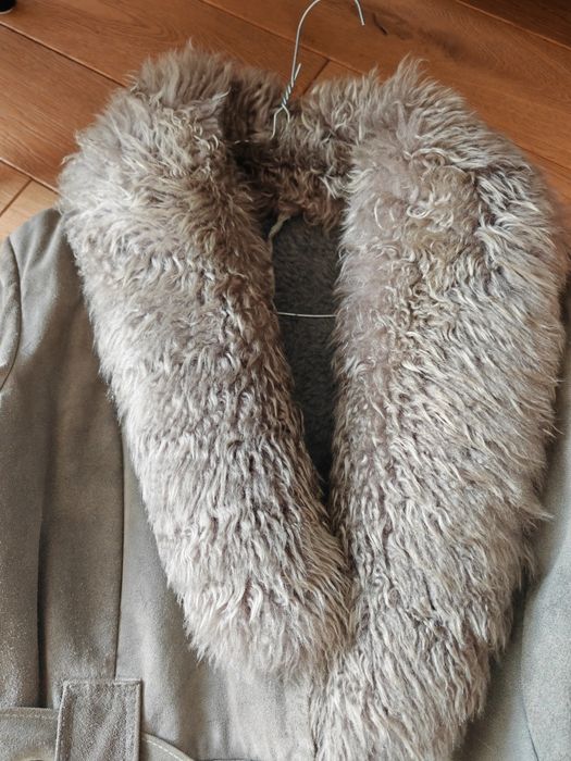 Kożuch skórzany szary PRL