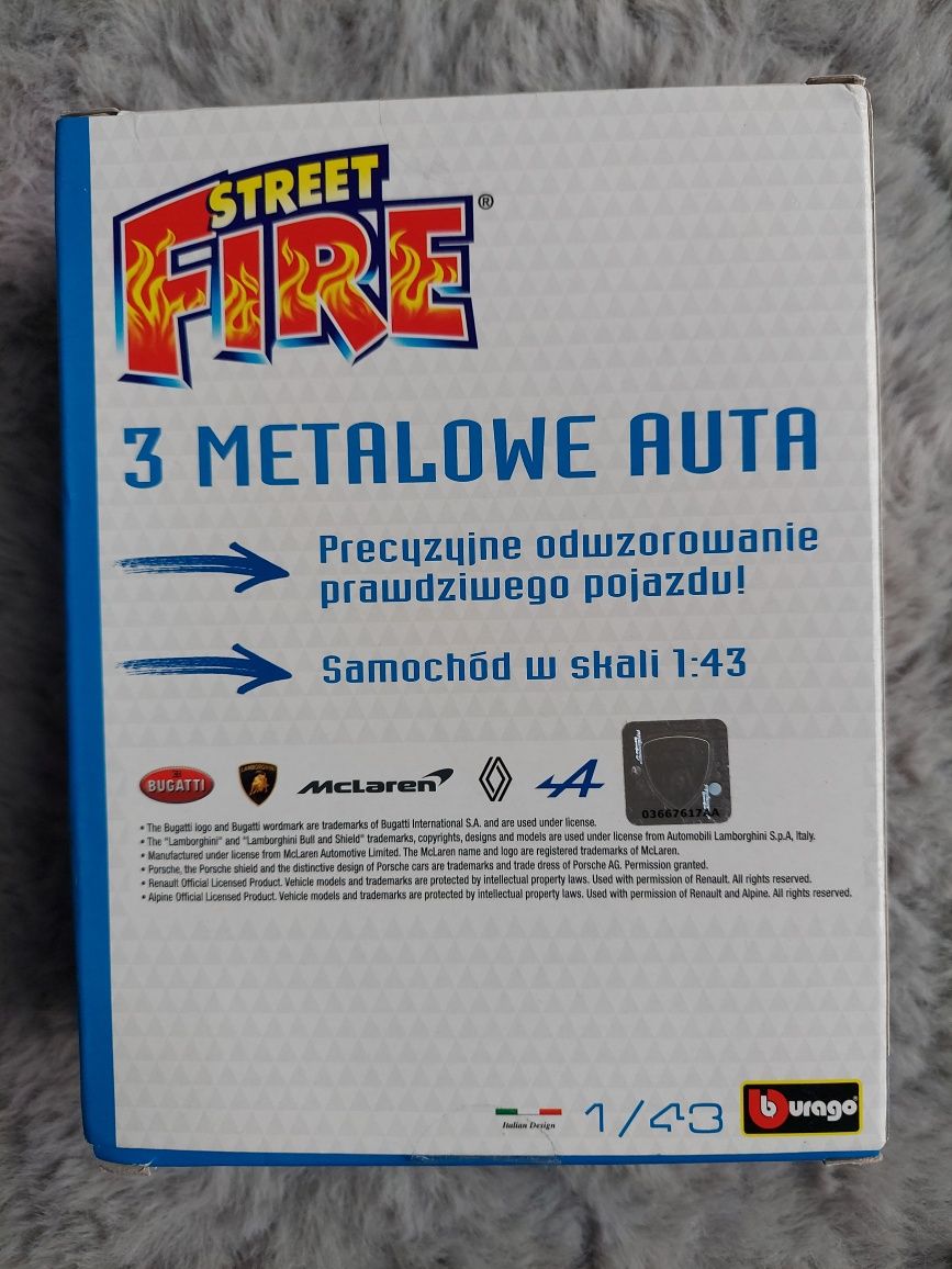 Burago street fire 1/43 metalowe autka 3pak