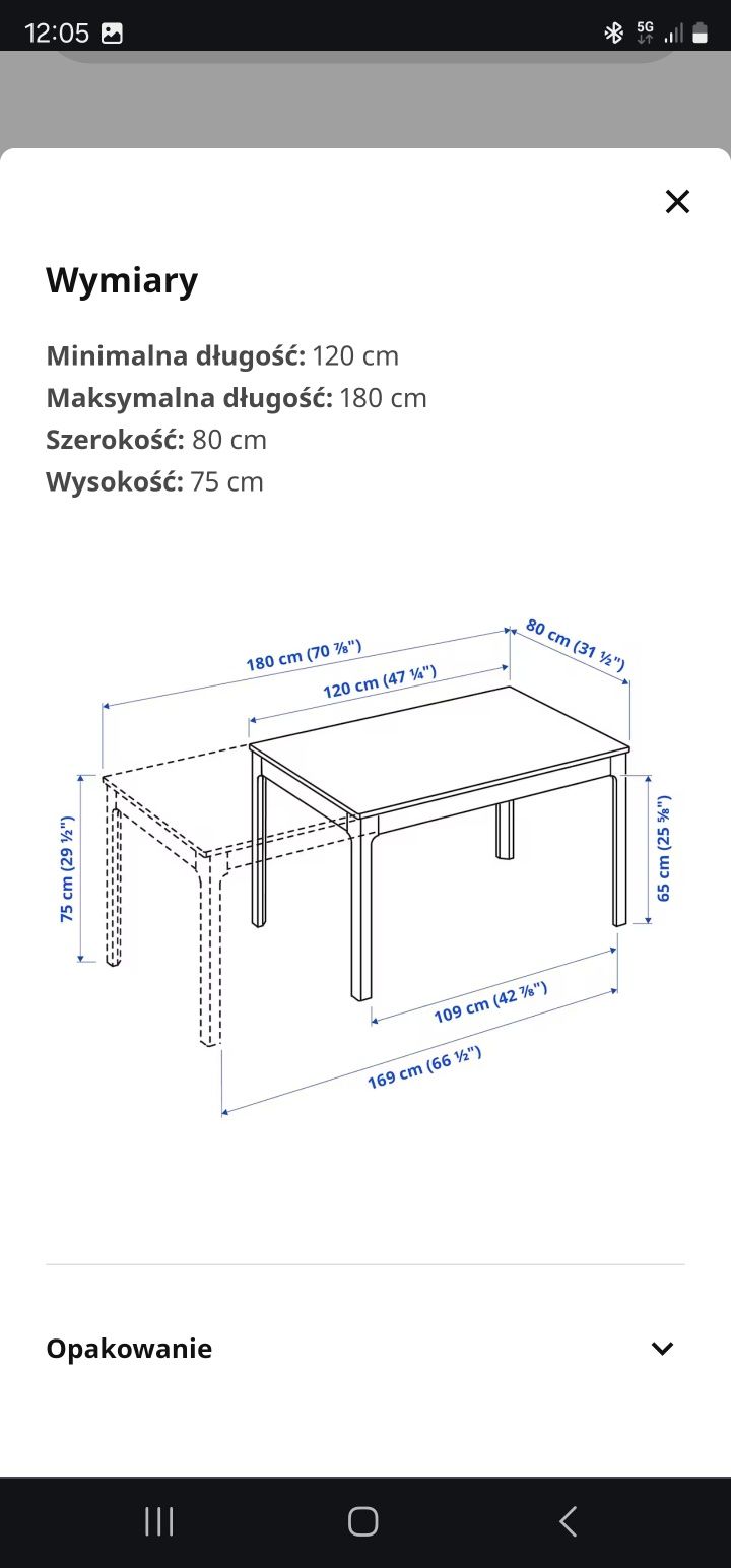 Stół rozkladany i 4 krzesła Ikea