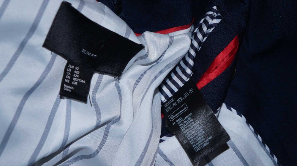 Marynarka Dwurzędowa H&M Rozmiar 54 Kolor Granatowy Slim Fit