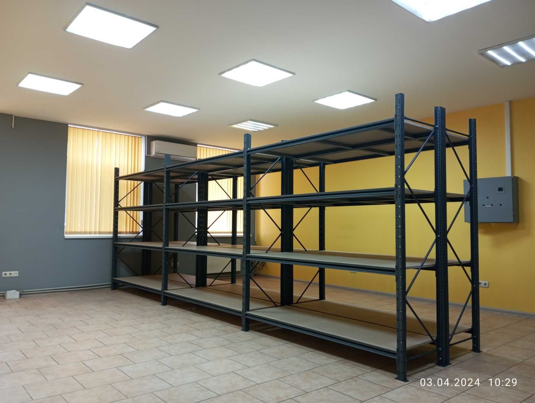 Стеллажи полочные з нагрузкой до 4,4 т. Крашенные/оцинкованные. Шинные