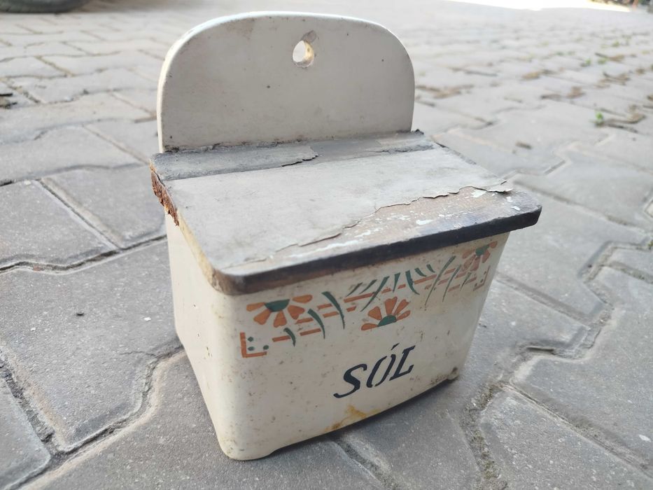 Solniczka Pojemnik na sól PRL Włocławek ceramiczny do odnowienia