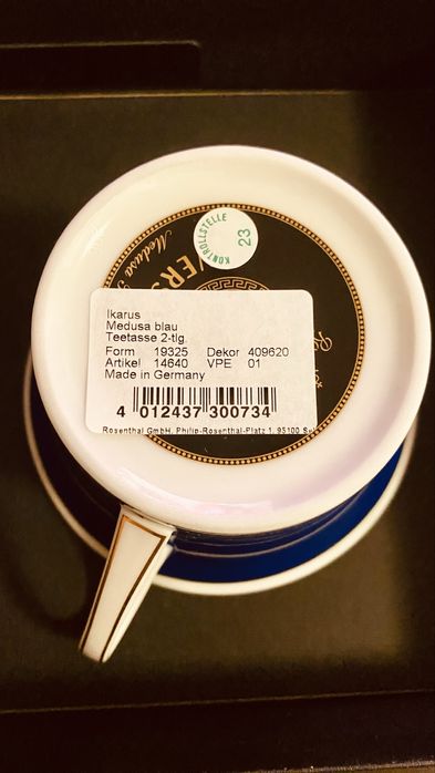 Filizanka porcelanowa z podstawką Versace Medusa Blue