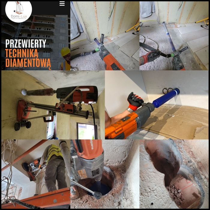 Przewierty w Betonie Cegle Kamieniu Asfalcie do 500mm.