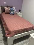 Cama solteiro com estrado e colchao
