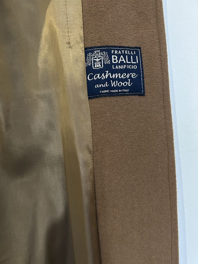 Plaszcz wełniany długi włoski, Italy, brązowy, vintage, oversize