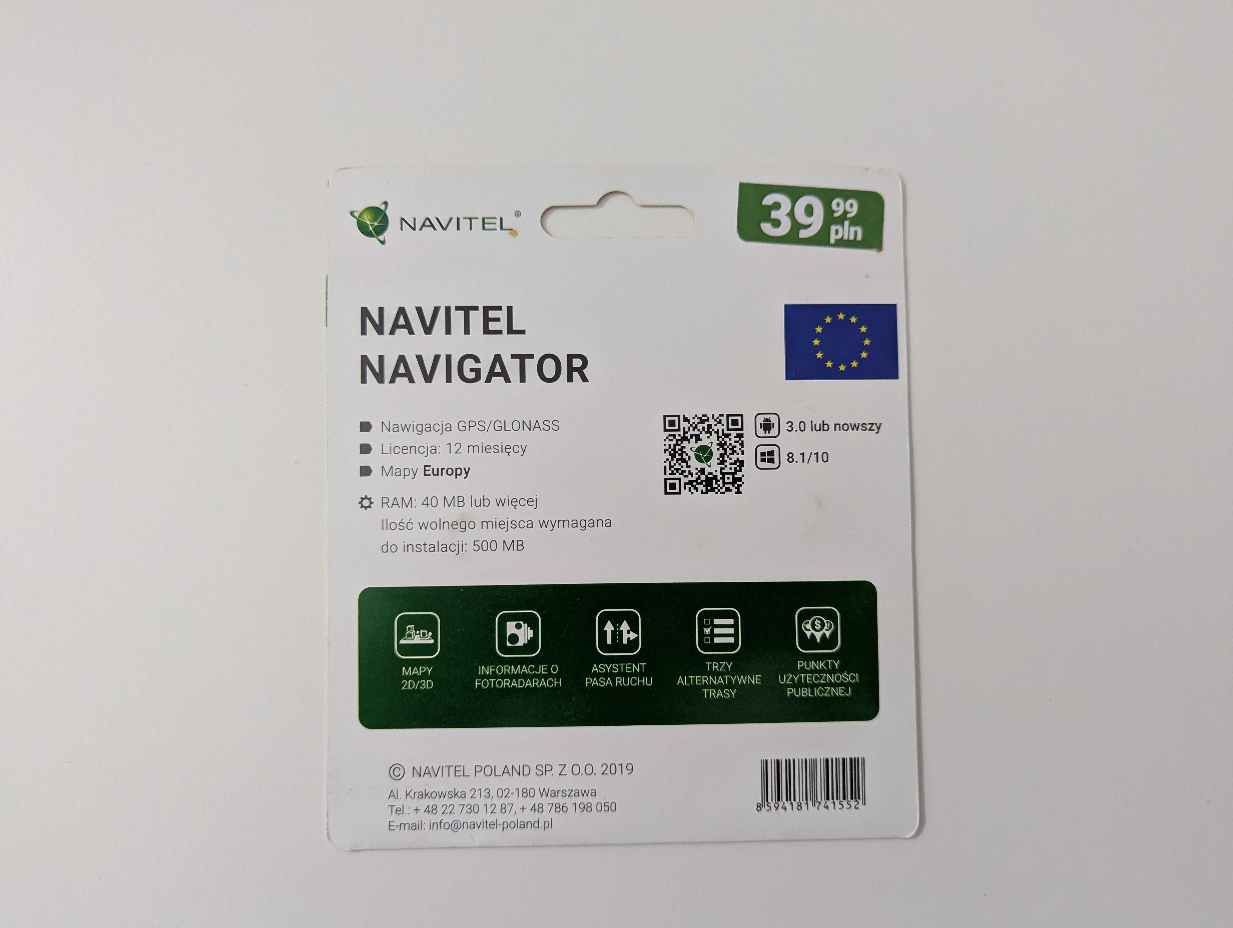 Navitel Navigator Mapa Europy 1 rok Android Windows