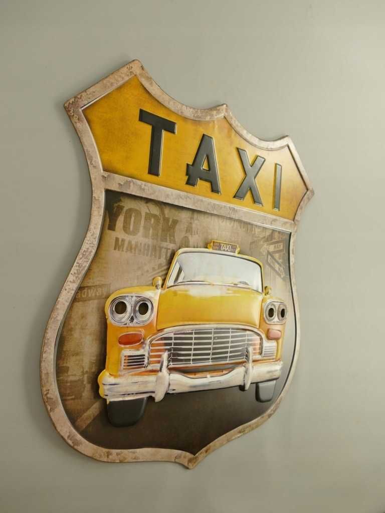 Metalowy plakat 3D szyld reklama TAXI żółte