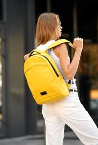 Жёлтый большой женский рюкзак, кожзам, кожаный, сумка