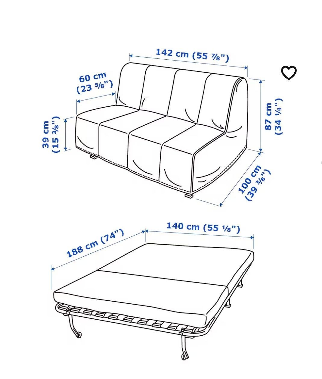 LYCKSELE LÖVÅS sofa rozkładana kanapa Ikea
Sofa 2-osobowa rozkładan