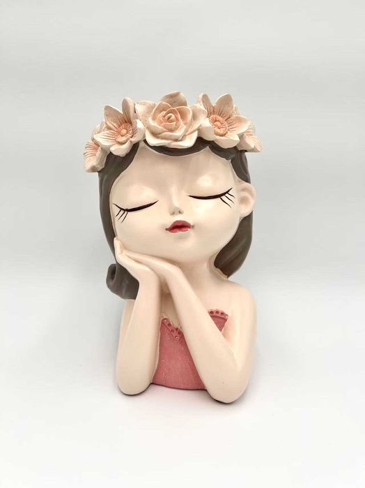 Duża doniczka 27 cm figurka dziewczynki z żywicy dekoracyjna osłonka