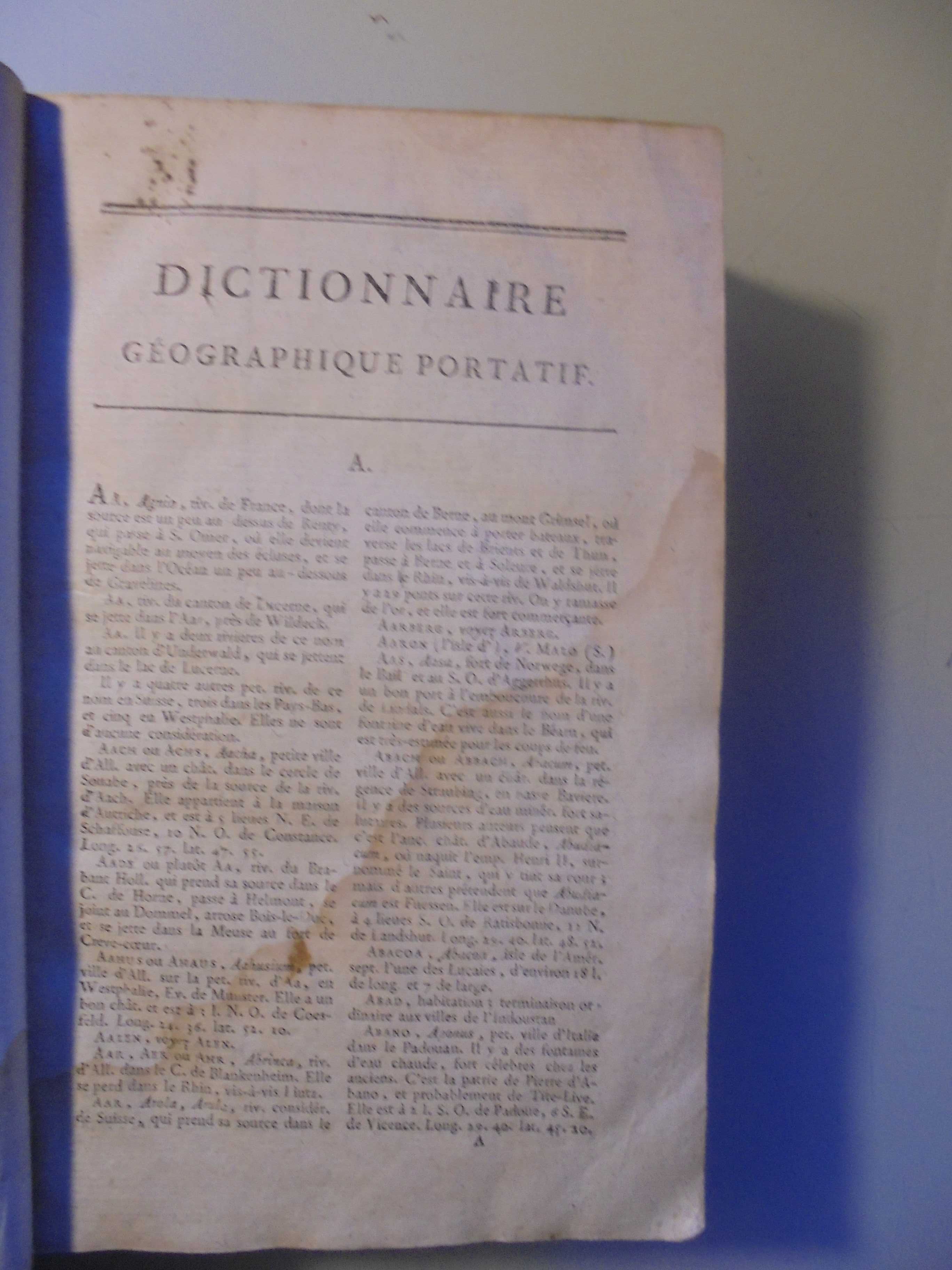 Vosgien (L´Abbé);Dictionaire Geographique Portatif ou Descriptio