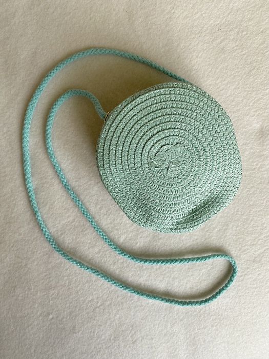 Torebka Mini - Boho Letnia na ramię - słomiana, Turkus/Sea Blue