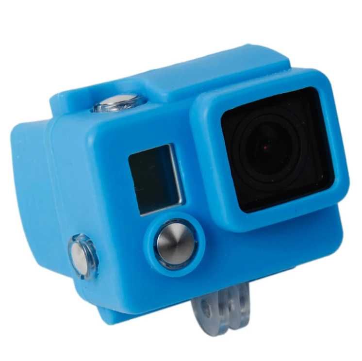 Proteção Silicone GoPro 3 / 3+ / 4 / Preto / Azul NOVO