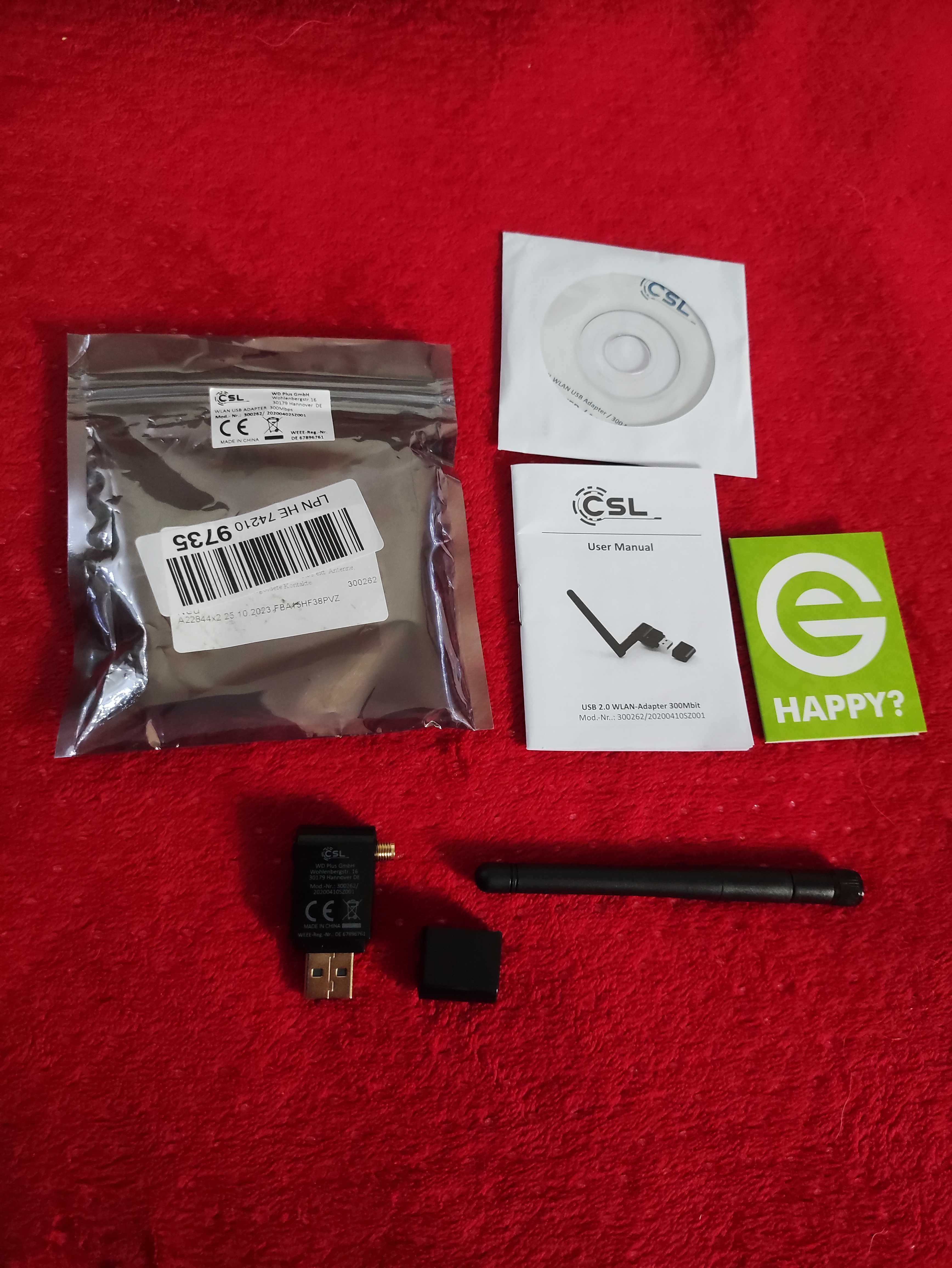 Zewnętrzna karta sieciowa CSL LAN 300 Mbit WLAN WiFi USB adapter