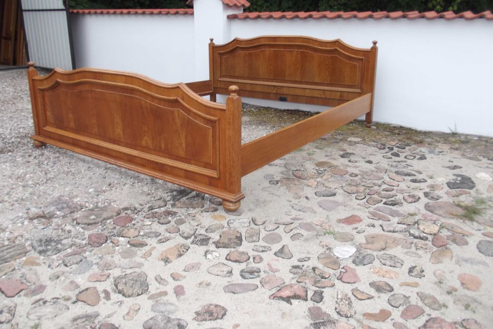 łóżko dębowe dwuosobowe materac komplet 180x200
