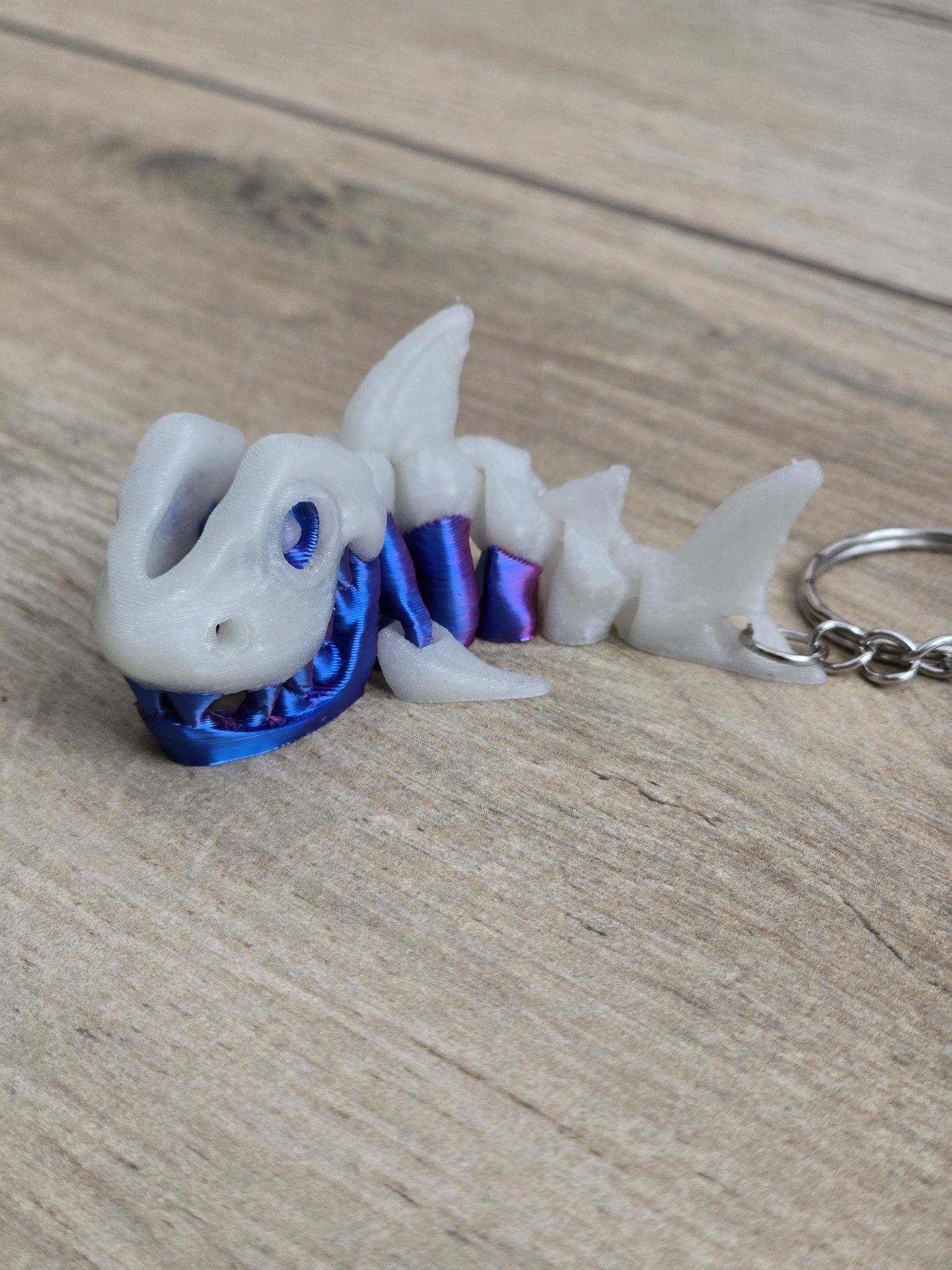 Breloczek Skieleton Shark + KeySpinner - Brelok Druk3d fidget Keychain
