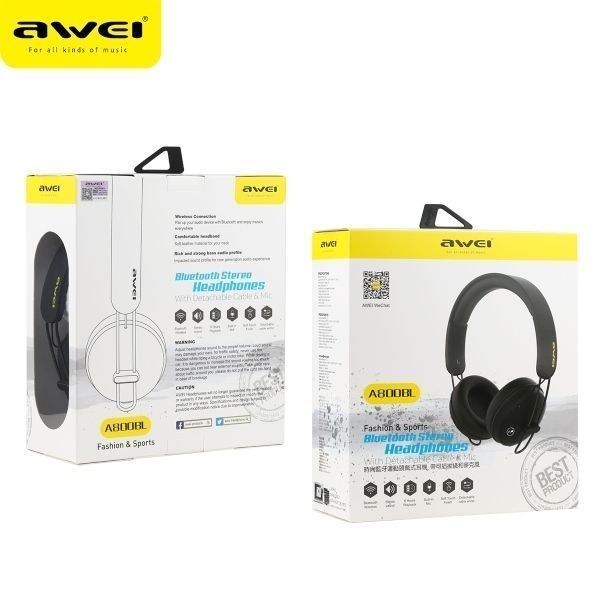 Awei Słuchawki Nauszne Bluetooth A800Bl Czarny/Black