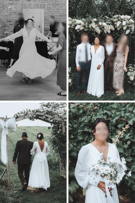 Sukienka ślubna jedwabna silk Ochocka Atelier długi rękaw super stan