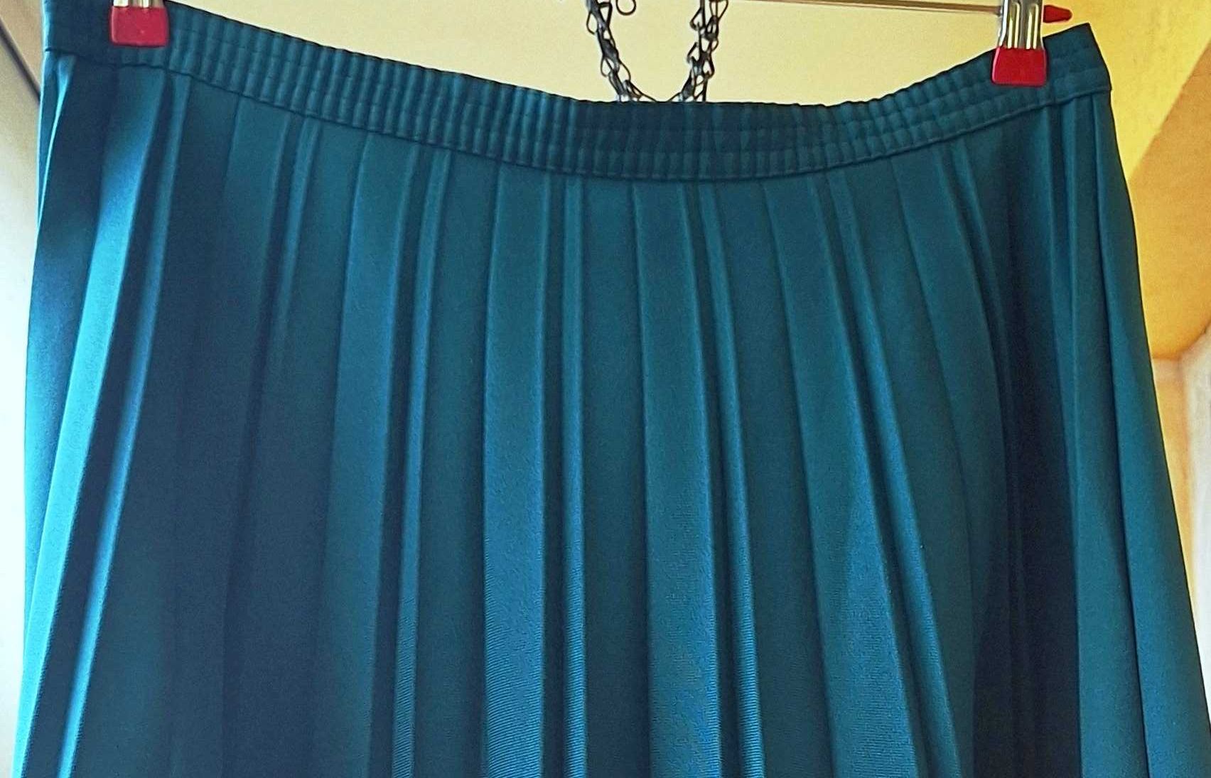 Szmaragdowa plisowana spódnica vintage retro Constance Wood