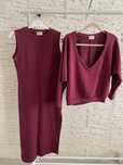 Xana set komplet bordo sukienka + bluza bliźniak