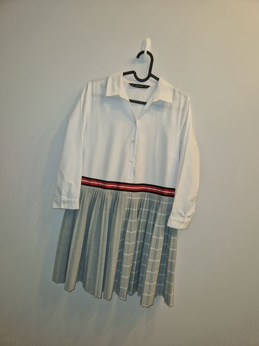 Zara elegancka sukienka koszulowa mini plisowana S 36 stan idealny hit