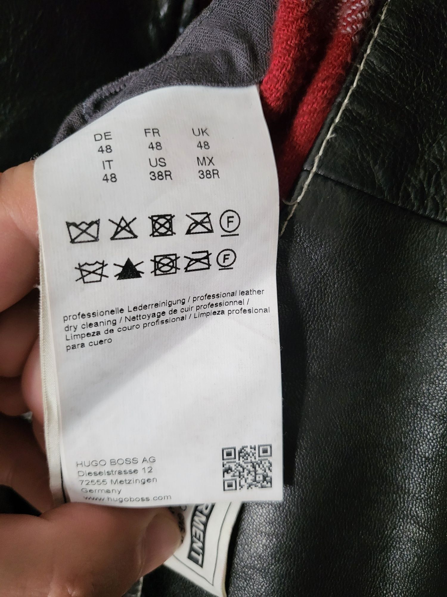 Kurtka skórzana ramoneska HUGO BOSS roz.48/50 czarna Biker jacket