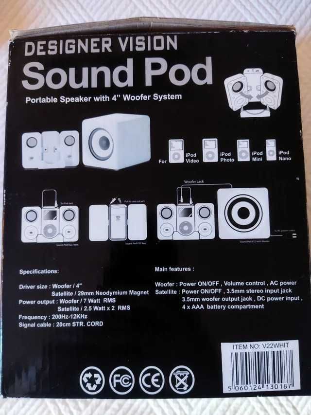 Colunas Sound Pod Designer Vision iPod, iPhone, MP3