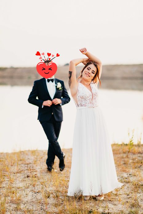 Suknia ślubna kolor Ecru szyta na zamówienie