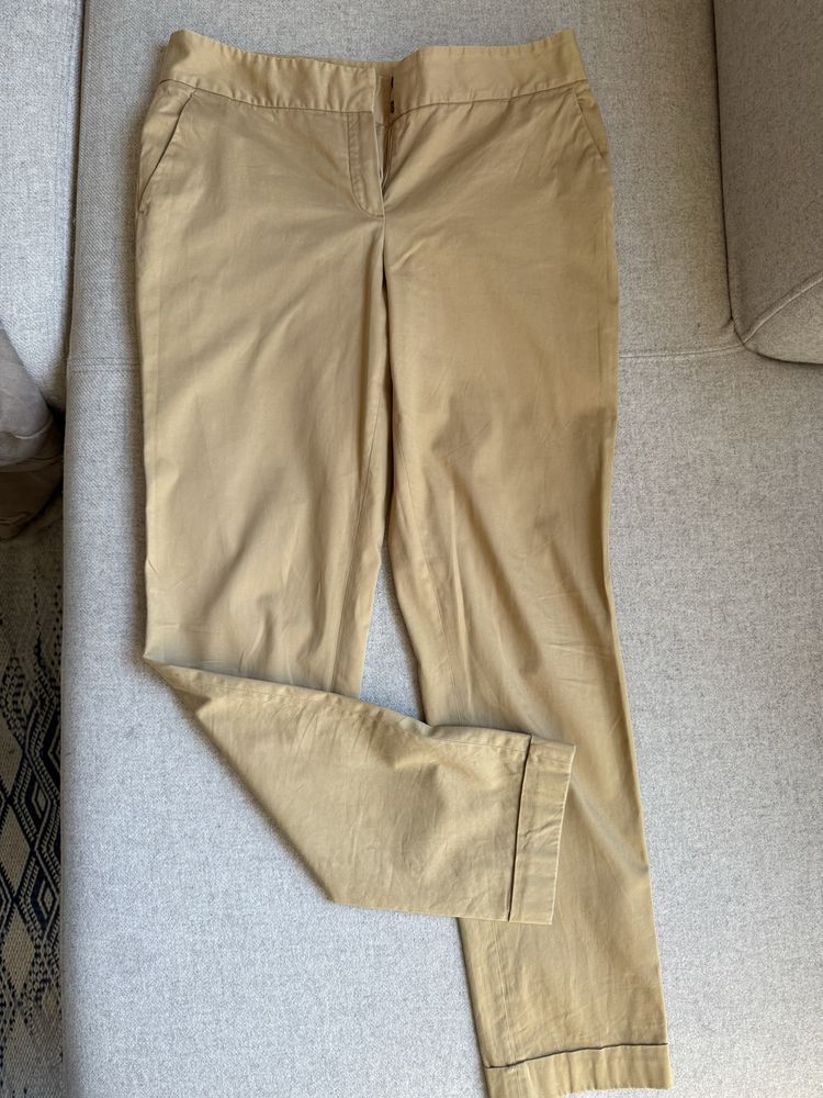 Musztardowe damskie spodnie chinosy Massimo Dutti 40