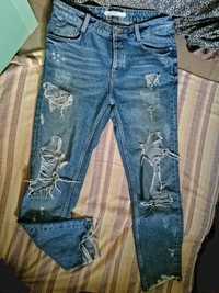ZARA spodnie dżinsy Ripped jeans boyfriendy mom fit vintage Z dziurami