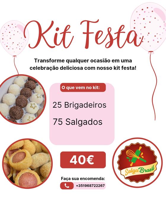 Kit Festa Salgadinhos doces e Bolo