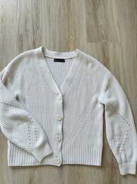 Kremowy krótszy sweter kardigan guziki bawełna Marks & Spencer