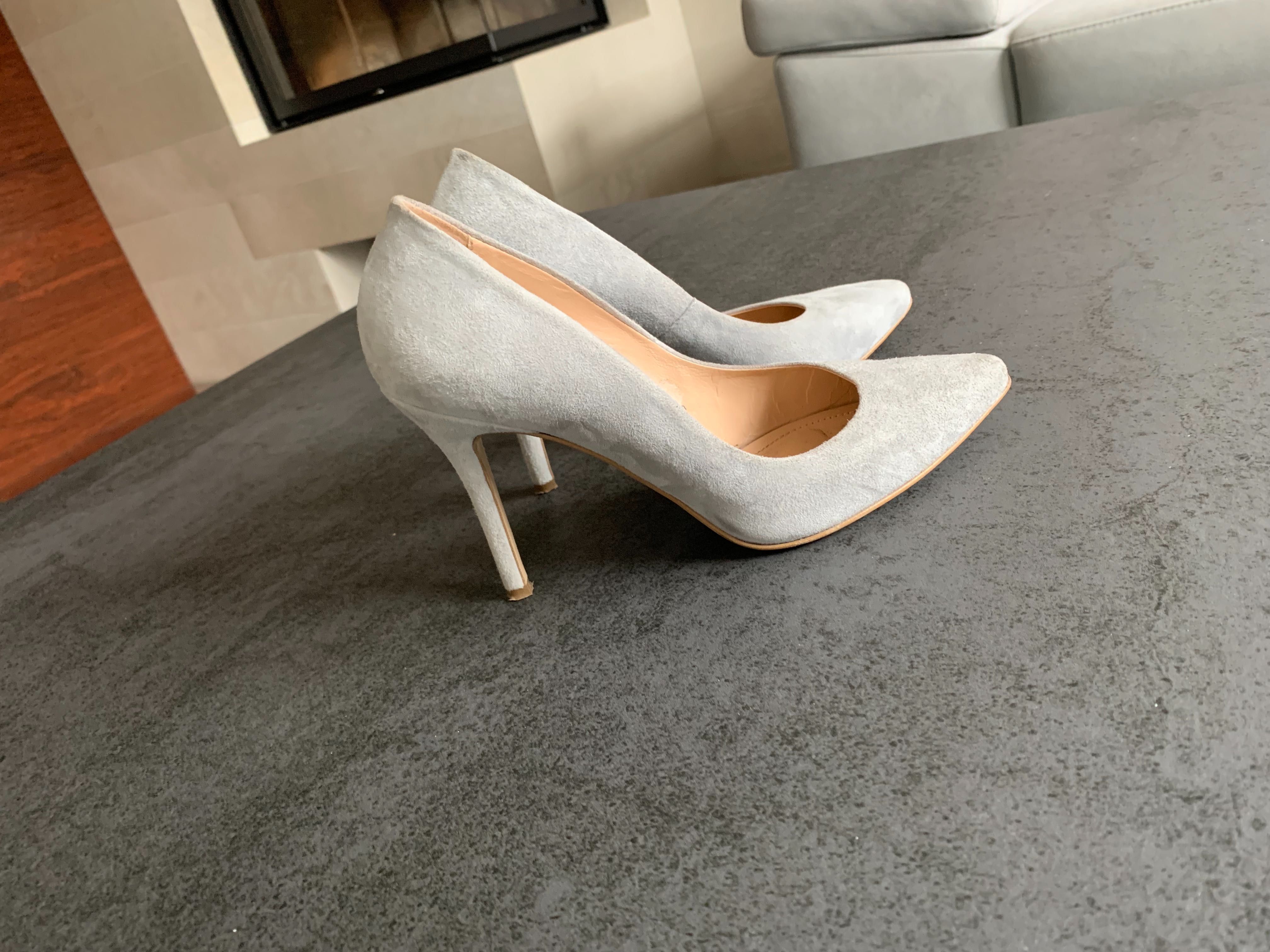 Buty szpilki czółenka szare eleganckie na ślub wesele prima moda 37